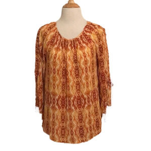 Zac & Rachel Orange Snakeskin Print Top in Size M